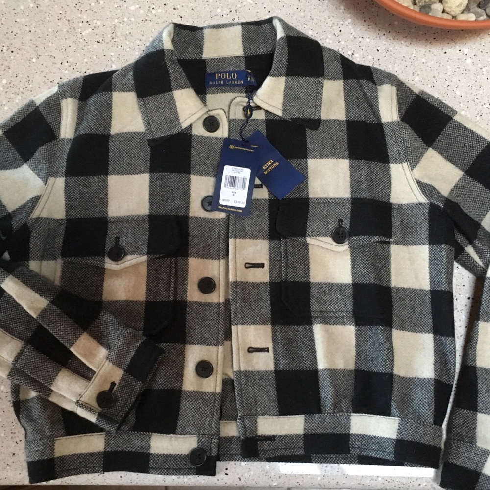 Wool buffalo plaid jacket